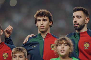 Joao Felix, Bruno Fernandes UEFA Euro 2024 eleme maçında Portekiz ve İzlanda milli takımları arasında Estadio Jose Alvalade, Lizbon, Portekiz. (Maciej Rogowski)