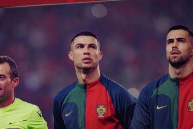 Portekiz ve İzlanda milli takımları arasında oynanan UEFA Euro 2024 eleme maçı sırasında Cristiano Ronaldo, Estadio Jose Alvalade, Lizbon, Portekiz. (Maciej Rogowski)