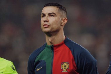 Portekiz ve İzlanda milli takımları arasında oynanan UEFA Euro 2024 eleme maçı sırasında Cristiano Ronaldo, Estadio Jose Alvalade, Lizbon, Portekiz. (Maciej Rogowski)