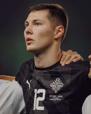 Hakon Valdimarsson, Portekiz ve İzlanda milli takımları arasında oynanan UEFA Euro 2024 ön eleme maçı sırasında, Estadio Jose Alvalade, Lizbon, Portekiz. (Maciej Rogowski)