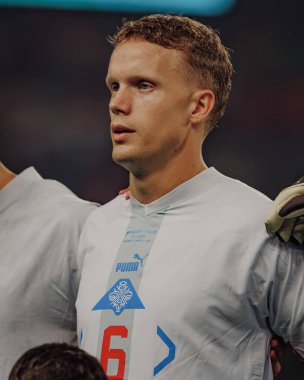 Hjortur Hermannsson UEFA Euro 2024 ön eleme maçında Portekiz ve İzlanda milli takımları arasında Estadio Jose Alvalade, Lizbon, Portekiz. (Maciej Rogowski)