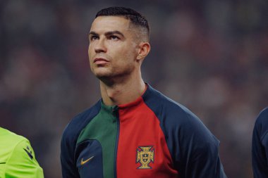 Portekiz ve İzlanda milli takımları arasında oynanan UEFA Euro 2024 eleme maçı sırasında Cristiano Ronaldo, Estadio Jose Alvalade, Lizbon, Portekiz. (Maciej Rogowski)