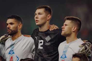 Portekiz ve İzlanda milli takımları Estadio Jose Alvalade, Lizbon, Portekiz milli takımı arasında oynanan UEFA Euro 2024 ön eleme maçında İzlanda 'nın oyuncuları. (Maciej Rogowski)