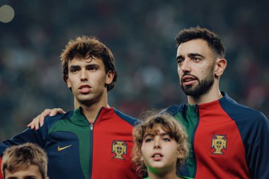 Joao Felix, Bruno Fernandes UEFA Euro 2024 eleme maçında Portekiz ve İzlanda milli takımları arasında Estadio Jose Alvalade, Lizbon, Portekiz. (Maciej Rogowski)