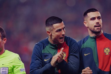 Portekiz ve İzlanda milli takımları arasında oynanan UEFA Euro 2024 eleme maçı sırasında Cristiano Ronaldo, Estadio Jose Alvalade, Lizbon, Portekiz. (Maciej Rogowski)