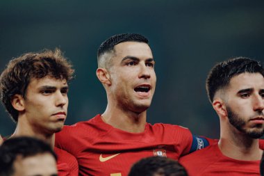 Portekiz ve İzlanda milli takımları arasında oynanan UEFA Euro 2024 eleme maçı sırasında Cristiano Ronaldo, Estadio Jose Alvalade, Lizbon, Portekiz. (Maciej Rogowski)