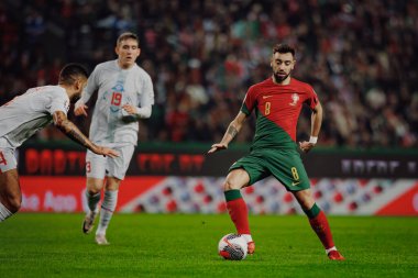 Bruno Fernandes, Portekiz ve İzlanda milli takımları arasında oynanan UEFA Euro 2024 ön eleme maçında, Estadio Jose Alvalade, Lizbon, Portekiz. (Maciej Rogowski)
