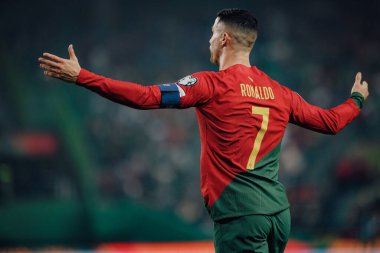 Portekiz ve İzlanda milli takımları arasında oynanan UEFA Euro 2024 eleme maçı sırasında Cristiano Ronaldo, Estadio Jose Alvalade, Lizbon, Portekiz. (Maciej Rogowski)