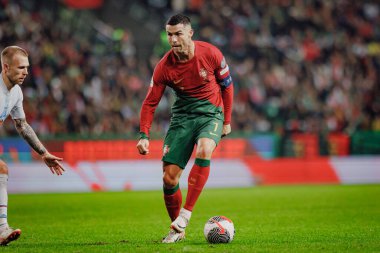 Portekiz ve İzlanda milli takımları arasında oynanan UEFA Euro 2024 eleme maçı sırasında Cristiano Ronaldo, Estadio Jose Alvalade, Lizbon, Portekiz. (Maciej Rogowski)