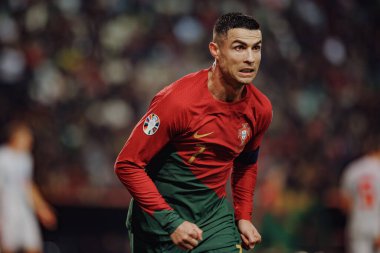 Portekiz ve İzlanda milli takımları arasında oynanan UEFA Euro 2024 eleme maçı sırasında Cristiano Ronaldo, Estadio Jose Alvalade, Lizbon, Portekiz. (Maciej Rogowski)