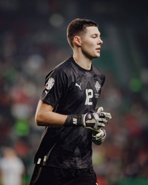 Hakon Valdimarsson, Portekiz ve İzlanda milli takımları arasında oynanan UEFA Euro 2024 ön eleme maçı sırasında, Estadio Jose Alvalade, Lizbon, Portekiz. (Maciej Rogowski)