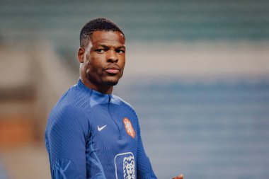 Denzel Dumfries, UEFA Euro 2024 eleme maçında milli takımlar arasında Cebelitarık ve Hollanda, Estadio Algarve, Loule, Faro, Portekiz. (Maciej Rogowski)