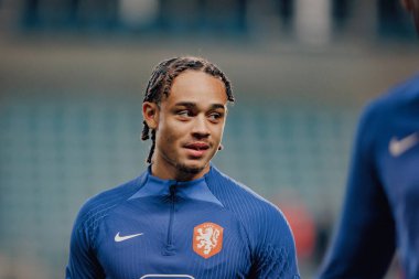 Xavi Simons  during UEFA Euro 2024 qualifying game between  national teams of Gibraltar and Netherlands, Estadio Algarve, Loule, Faro, Portugal. (Maciej Rogowski)