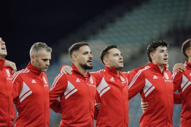 Cebelitarık, Estadio Algarve, Loule, Faro, Portekiz milli takımları arasında oynanan UEFA Euro 2024 ön eleme maçında Cebelitarık oyuncuları. (Maciej Rogowski)