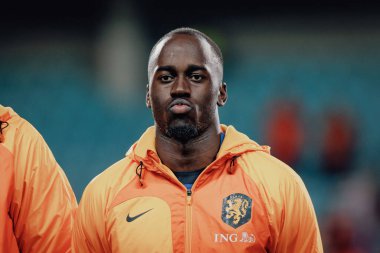 Jordan Teze, UEFA Euro 2024 eleme maçında milli takımlar arasında Cebelitarık ve Hollanda, Estadio Algarve, Loule, Faro, Portekiz. (Maciej Rogowski)