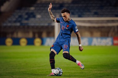 Quilindschy Hartman, UEFA Euro 2024 eleme maçında milli takımlar arasında Gibraltar ve Hollanda, Estadio Algarve, Loule, Faro, Portekiz. (Maciej Rogowski)