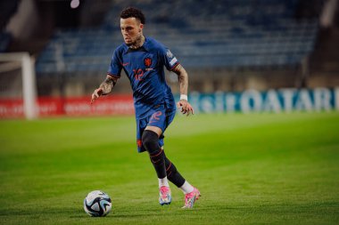 Quilindschy Hartman, UEFA Euro 2024 eleme maçında milli takımlar arasında Gibraltar ve Hollanda, Estadio Algarve, Loule, Faro, Portekiz. (Maciej Rogowski)