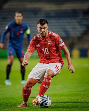 Liam Walker, UEFA Euro 2024 eleme maçında milli takımlar arasında Cebelitarık ve Hollanda, Estadio Algarve, Loule, Faro, Portekiz. (Maciej Rogowski)