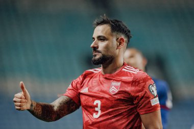 Joseph Chipolina, UEFA Euro 2024 eleme maçında Gibraltar ve Hollanda milli takımları arasında Estadio Algarve, Loule, Faro, Portekiz. (Maciej Rogowski)