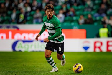 Hidemasa Morita, Liga Portugal maçında 23 / 24 Maç sırasında Sporting CP ve Gil Vicente FC, Estadio Jose Alvalade, Lizbon, Portekiz. (Maciej Rogowski)