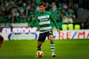 Hidemasa Morita, Liga Portugal maçında 23 / 24 Maç sırasında Sporting CP ve Gil Vicente FC, Estadio Jose Alvalade, Lizbon, Portekiz. (Maciej Rogowski)