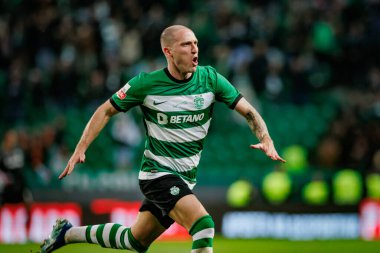 Liga Portugal maçında Nuno Santos ile Gil Vicente FC, Estadio Jose Alvalade, Lizbon, Portekiz arasında 23 / 24 maç vardı. (Maciej Rogowski)