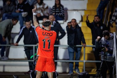 Jota Silva, Liga Portekiz 'de SC Farense ile Vitoria SC, Estadio de Sao Luis, Faro, Portekiz arasında oynanan 23 / 24' lük maçta attığı golü kutluyor. (Maciej Rogowski)