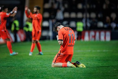 Jota Silva, Liga Portekiz 'de SC Farense ile Vitoria SC, Estadio de Sao Luis, Faro, Portekiz arasında oynanan 23 / 24' lük maçta attığı golü kutluyor. (Maciej Rogowski)