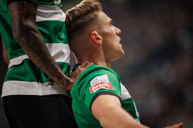 Viktor Gyokeres, Liga Portekiz 'de Sporting CP ile FC Porto, Estadio Jose Alvalade, Lizbon, Portekiz arasında oynanan 23 / 24' lük maçta attığı golü kutluyor. (Maciej Rogowski)