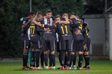 Liga Portugal 2 Sabseg maçında SL Benfica B ve CD Nacional arasında Benfica Campus, Seixal, Lizbon, Portekiz 'de oynanan maçta Nacional takımı. (Maciej Rogowski)