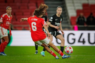 Andreia Faria UEFA Kadınlar Ligi sırasında SL Benfica ve Eintracht Frankfurt arasında oynanan 23 / 24 maçında Estadio Da Luz, Lizbon, Portekiz 'de. (Maciej Rogowski)