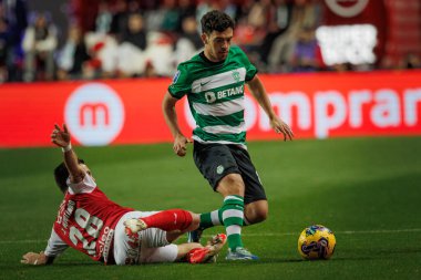 Joao Moutinho, Pedro Goncalves Taca Da Liga 'da 23 / 24 (Allianz Kupası) Estadio Municipal de Leiria' da CP ve SC Braga arasında oynanan ilk yarı final maçı - Estadio Dr. Magalhaes Pessoa, Leiria, Portekiz. (Maciej Rogowski)