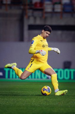 Matheus Magalhaes, Taca Da Liga (Allianz Kupası) sırasında Estadio Municipal de Leiria - Estadio Dr. Magalhaes Pessoa, Leiria, Portekiz 'deki Sporting CP ve SC Braga arasında oynanan ilk yarı final maçı. (Maciej Rogowski)