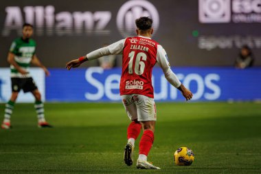 Rodrigo Zalazar, Taca Da Liga sırasında (Allianz Kupası) Estadio Municipal de Leiria 'da Sporting CP ve SC Braga arasında oynanan ilk yarı final maçı - Estadio Dr. Magalhaes Pessoa, Leiria, Portekiz. (Maciej Rogowski)