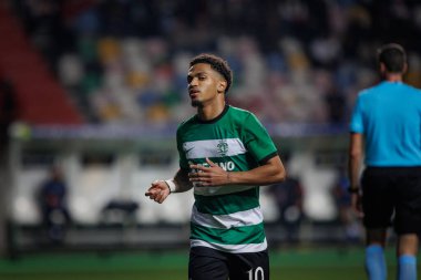 Marcus Edwards Taca Da Liga 'da (Allianz Kupası) Estadio Municipal de Leiria' da Sporting CP ve SC Braga arasında oynanan ilk yarı final maçı - Estadio Dr. Magalhaes Pessoa, Leiria, Portekiz. (Maciej Rogowski)