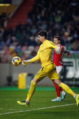 Matheus Magalhaes, Taca Da Liga (Allianz Kupası) sırasında Estadio Municipal de Leiria - Estadio Dr. Magalhaes Pessoa, Leiria, Portekiz 'deki Sporting CP ve SC Braga arasında oynanan ilk yarı final maçı. (Maciej Rogowski)
