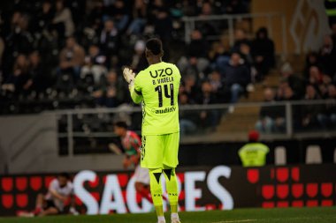 Bruno Varela, Liga Portekiz maçında Vitoria Spor Kulübü ve CF Estrela Amadora arasında Estadio Dom Afonso Henriques, Guimaraes, Portekiz 'de oynanan maçta. (Maciej Rogowski)