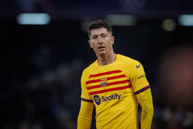 Robert Lewandowski UEFA Şampiyonlar Ligi 'nde SSC Napoli ile FC Barcelona arasında oynanan 23 / 24 maçında Stadio Diego Armando Maradona, Napoli, İtalya. (Maciej Rogowski)