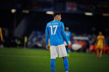 Mathias Olivera UEFA Şampiyonlar Ligi 'nde SSC Napoli ile FC Barcelona arasında oynanan 23 / 24 maçında Stadio Diego Armando Maradona, Napoli, İtalya. (Maciej Rogowski)