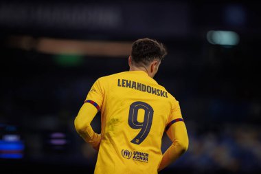 Robert Lewandowski UEFA Şampiyonlar Ligi 'nde SSC Napoli ile FC Barcelona arasında oynanan 23 / 24 maçında Stadio Diego Armando Maradona, Napoli, İtalya. (Maciej Rogowski)