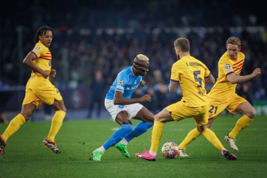 Viktor Osimhen UEFA Şampiyonlar Ligi sırasında SSC Napoli ile FC Barcelona arasında oynanan 23 / 24 Stadyum Diego Armando Maradona, Napoli, İtalya. (Maciej Rogowski)