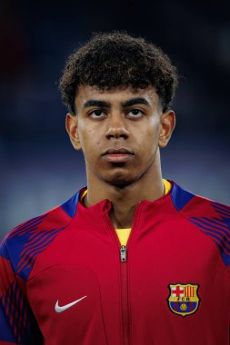 Lamine Yamal, UEFA Şampiyonlar Ligi 'nde SSC Napoli ile FC Barcelona arasında oynanan 23 / 24 maçında Stadio Diego Armando Maradona, Napoli, İtalya. (Maciej Rogowski)