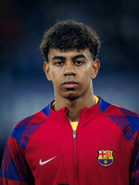 stock image Lamine Yamal during UEFA  Champions League 23/24 game between SSC Napoli and FC Barcelona at Stadio Diego Armando Maradona, Naples, Italy. (Maciej Rogowski)