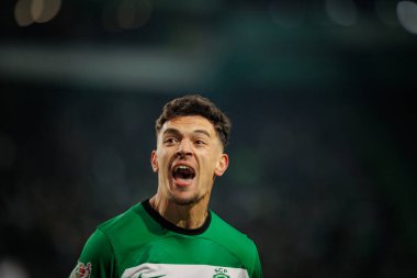 Pedro Goncalves, Portekiz 'in Lizbon kenti Estadio Jose Alvalade' de Sporting CP ile SL Benfica arasında oynanan 23 / 24 yarı final maçında attığı golü kutluyor. (Maciej Rogowski)