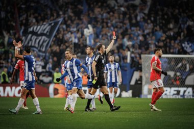 Nicolas Otamendi Pepe 'ye faul yaptı ve Liga Portekiz maçında FC Porto ile Portekiz' in Porto şehrinde oynanan Estadio Do Dragao 'da SL Benfica arasında 23 / 24 ikinci sırada yer aldı. (Maciej Rogowski)