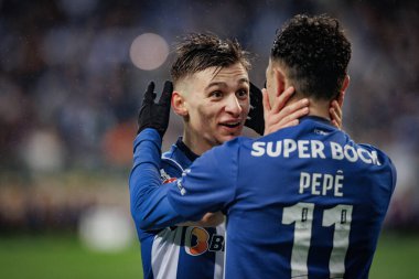 Pepe, Portekiz 'in Porto kenti Estadio Do Dragao' da FC Porto ile SL Benfica arasında oynanan maçta attığı 23 / 24 'lük golü kutluyor. (Maciej Rogowski)