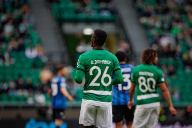 UEFA Avrupa Ligi maçında Ousmane Diomande, Portekiz 'deki Estadio Jose Alvalade' de Sporting CP ve Atalanta BC arasında oynanmıştır. (Maciej Rogowski)