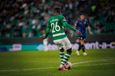 UEFA Avrupa Ligi maçında Ousmane Diomande, Portekiz 'deki Estadio Jose Alvalade' de Sporting CP ve Atalanta BC arasında oynanmıştır. (Maciej Rogowski)