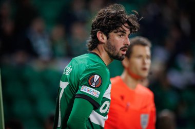 Francisco Trincao UEFA Avrupa Ligi maçı sırasında Portekiz 'in Lizbon şehrinde Estadio Jose Alvalade' de Sporting CP ve Atalanta BC arasında oynanmıştır. (Maciej Rogowski)