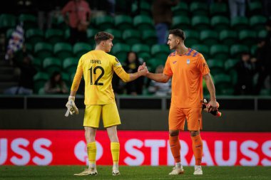 Franco Israel, Juan Musso UEFA Avrupa Ligi maçında Sporting CP ve Atalanta BC arasında Estadio Jose Alvalade, Lizbon, Portekiz 'de oynandı. (Maciej Rogowski)